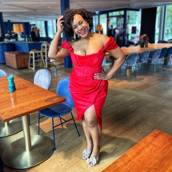 House of CB Dresses & Skirts - House of CB Loretta Off Shoulder Red Corset Dress